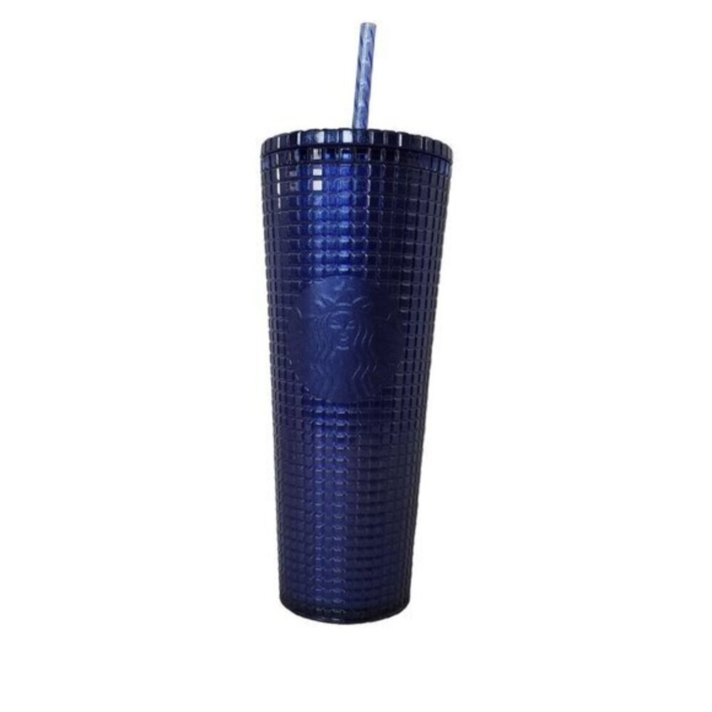 Starbucks 24oz Tumbler 2023 Blue Grid Blueberry Glitter Collectibleβ New